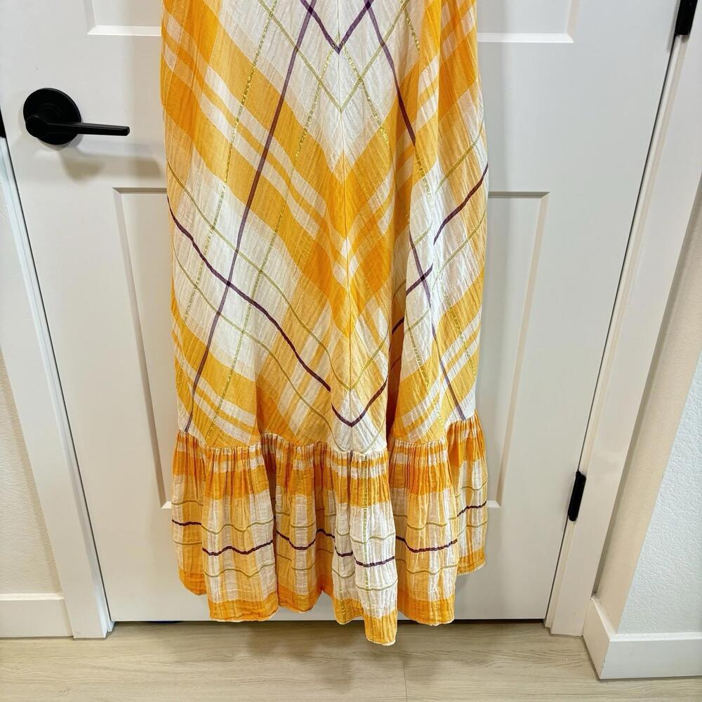 HOLDING HORSES Anthropologie Clementine Maxi Plaid Gauze Dress Sz M - Picture 3 of 8